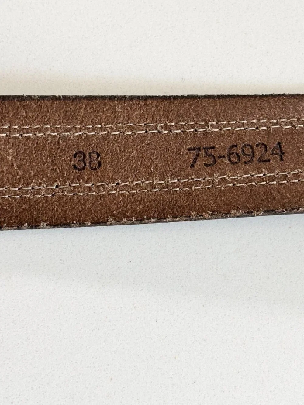 JOHNSTON & MURPHY Stitched Suede Overlay Brown Leather Belt MEN'S 38